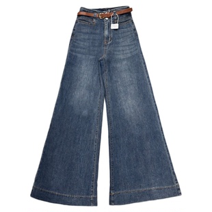 李李服饰加绒港风a字版阔腿牛仔裤女2026冬季高腰小个子拖地裤子