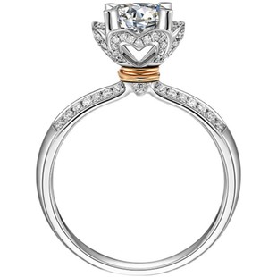 手捧花爱心戒指女纯银18K白金一克拉莫桑石钻戒情侣对戒精致原创