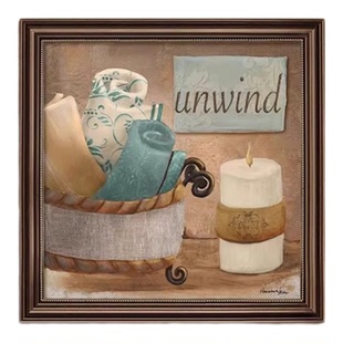 卫生间装饰画防水欧美式浴室洗手间壁画厕所小挂画免打孔2025新款