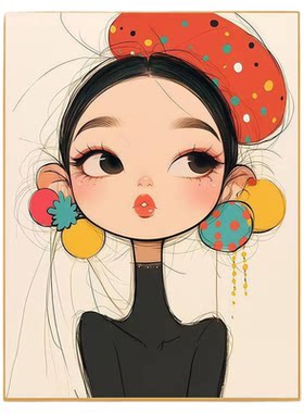 可爱俏皮女孩装饰画多巴胺卡通