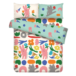 CRAFTHOLIC日本宇宙人香港蓓莎四件套纯棉床笠儿童全纯棉被套床品