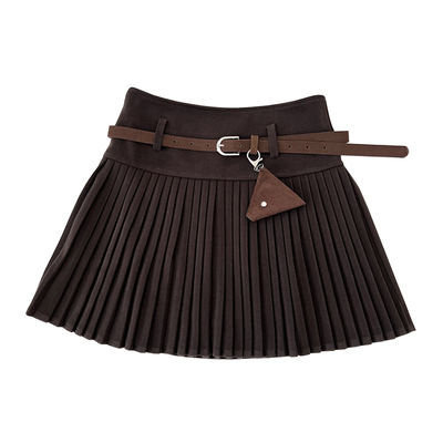 毛呢高腰显瘦半身裙百褶裙