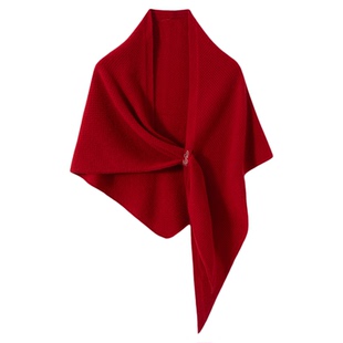 高端时尚100%纯山羊绒大三角巾披肩女时尚百搭保暖护颈针织大围巾