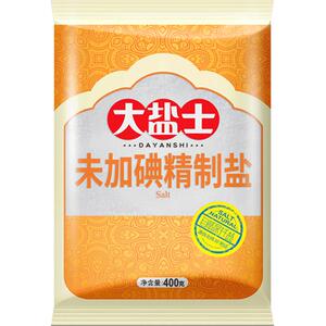 大盐士未加碘精制食用盐深井盐家用细盐400g*7袋炒菜调味盐