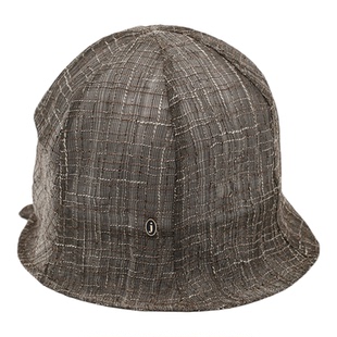 JOJOKUR 浅咖网纱渔夫帽_手作造型不对称薄透剧场感设计夏凉帽女