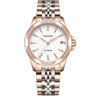 正品新款卡罗莱全自动女士手表女表腕表机械钢带时尚品牌皮带防水