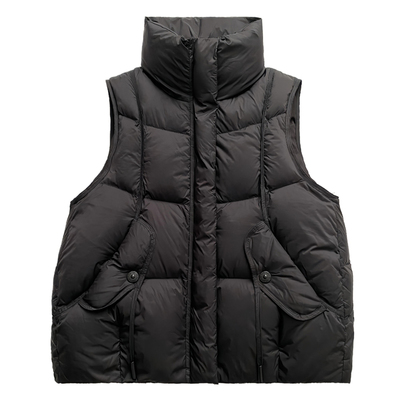 雪缇娜韩版短款立领90白鸭绒马夹