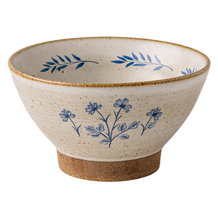 巷子尾〖小苍兰〗6.5英寸粗陶斗笠碗高脚面碗复古拉面碗个性餐具