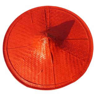 儿童红色舞蹈斗笠帽子少数民族舞台表演道具成人傣族花腰竹编草帽