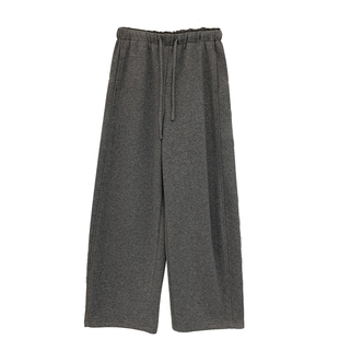 云绒醋酸羊毛裤！保暖加绒显瘦抽绳休闲裤女秋冬毛呢直筒阔腿长裤