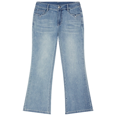 百斯盾贴钻满天星九分微喇女裤