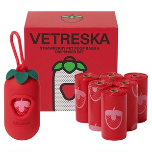 未卡草莓胶囊拾便器捡屎袋套装户外出行遛狗便携香味猫砂垃圾袋