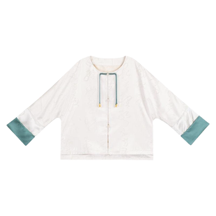 落笔行云丨一城风絮丨夏季新中式国风上衣女百搭日常提花拼色外套