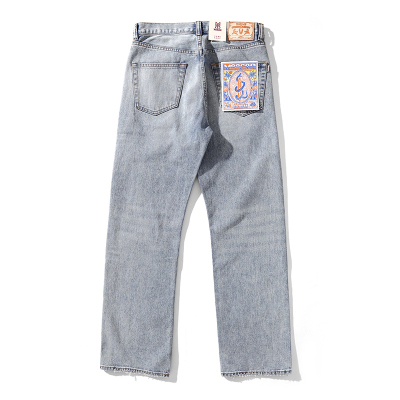 MBBCAR窄幅冰凉系列蓝水洗11.6OZ凉感赤耳丹宁面料微弹直筒牛仔裤