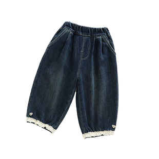 女童牛仔裤秋冬季2025新款儿童加绒一体绒女宝宝加厚外穿休闲裤子