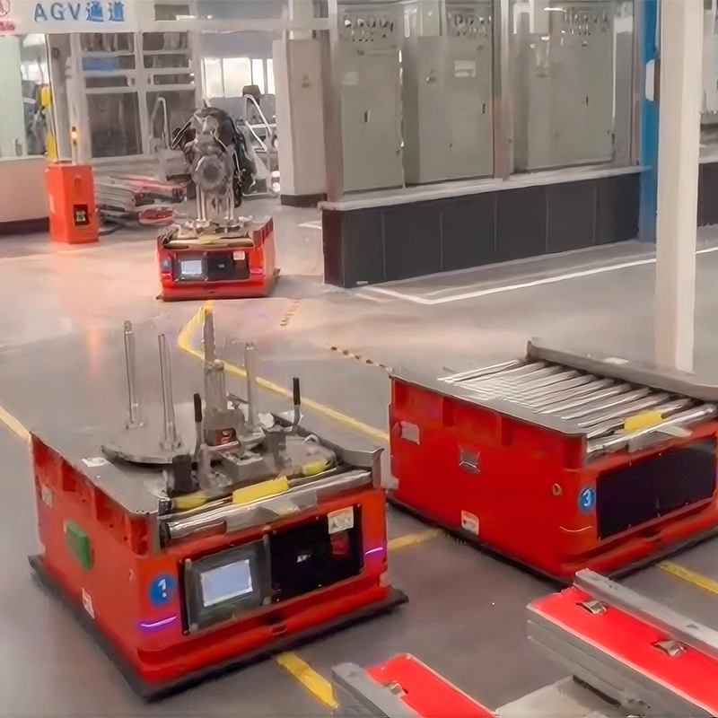 agv智能搬运机器人物流工厂流水线台面带辊筒自动对接输送AGV小车