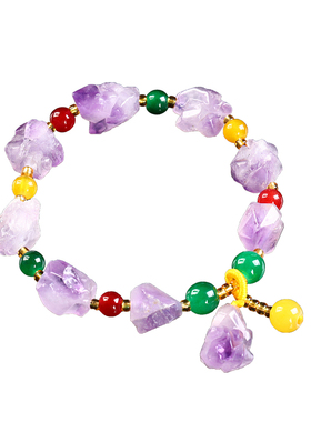 天然紫水晶吊坠手链随形小水晶吉祥首饰挂件好运连连男女均可佩戴