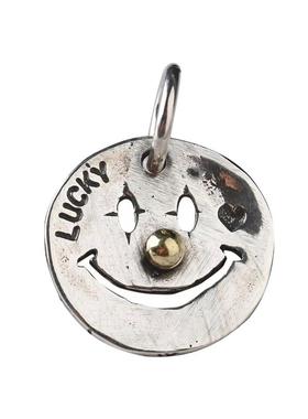 925纯银复古圆珠链情侣笑脸吊坠