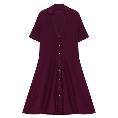 blueerdos翻花收腰半袖连衣裙