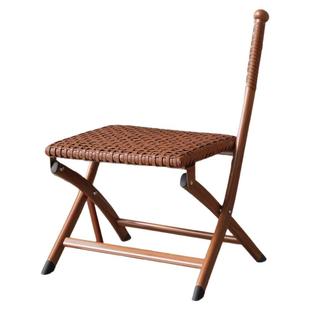 藤编椅子家用阳台可折叠藤椅老人靠背座椅户外露营便携马扎小凳子