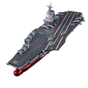 小鲁班福建舰003号中国航母航空母舰积木军舰模型拼装玩具巨大型