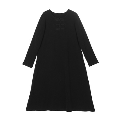 美丽客栈一字盘扣羊毛针织连衣裙