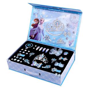 冰雪奇缘艾莎公主玩具女孩发饰发夹礼盒儿童首饰盒套装新年礼物