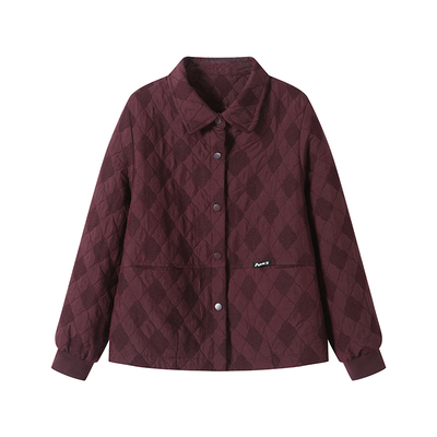 复古菱格短款加厚外套女加棉棉服