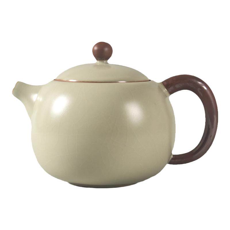 特惠清仓230ml豆黄汝窑西施壶家用陶瓷泡茶壶汝瓷茶具开片冲茶罐
