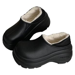 细细条 网红时尚增高厚底运动风防水短靴女冬季户外保暖加绒棉鞋