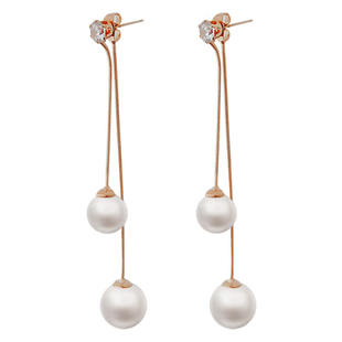 韩国珍珠耳坠女气质长款新品大气耳饰2024年新款潮纯银耳流苏