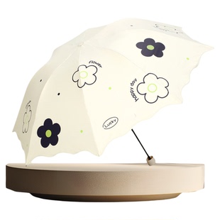 新品天堂伞黑胶防晒防紫外线遮阳伞大花三折便携折叠晴雨两用伞女