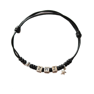 简约s925纯银字母名字手链情侣时尚百搭学生纪念礼物男女编织手绳