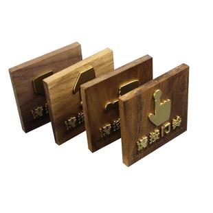 创意请按门铃提示贴提示牌家用小号手指按钮图标木质门牌定制广告标识复古标牌贴中式创意公司门牌店铺贴