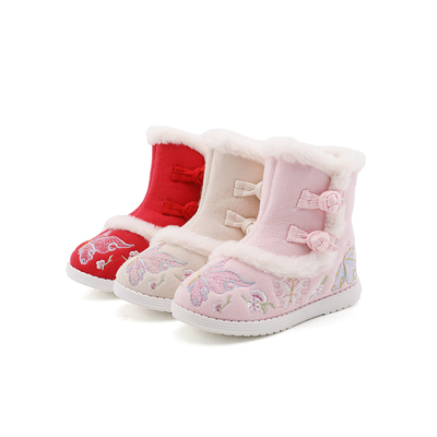 老北京布鞋女童绣花鞋冬季汉服鞋