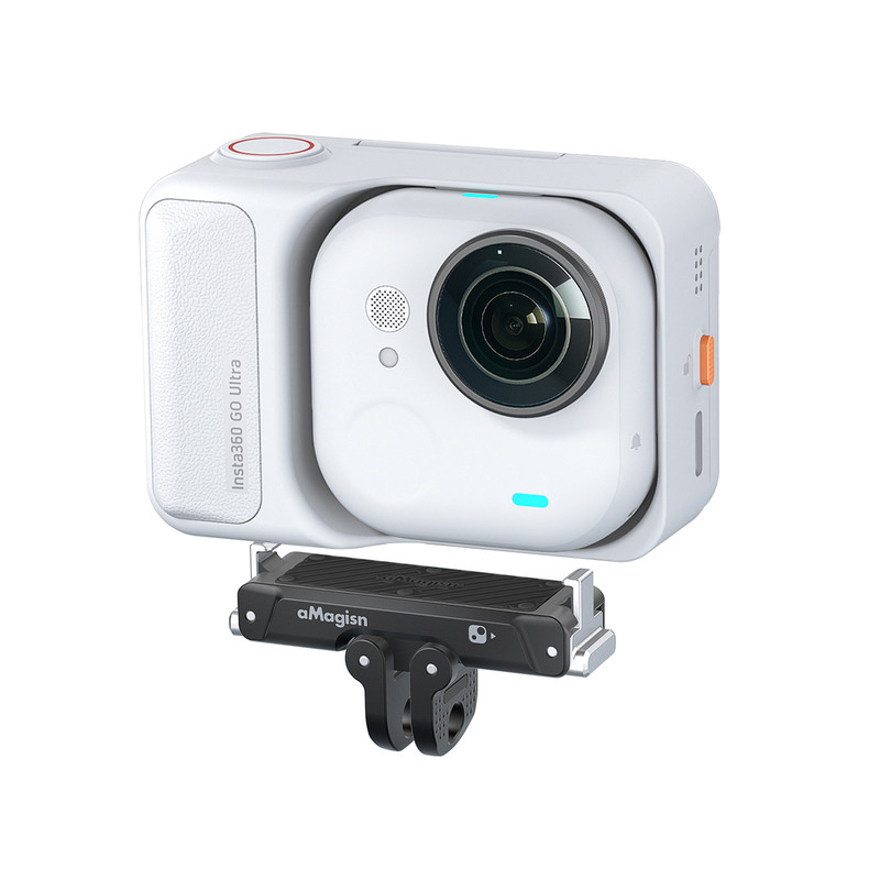 aMagisn阿迈适用影石Insta360 GO Ultra金属磁吸快拆底座双接口骑行转接底座配件