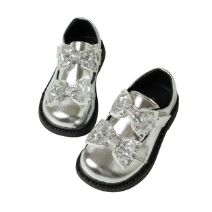 软底 蝴蝶结黑色公主鞋 儿童皮鞋 女童鞋子 25年秋款新款 中童