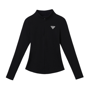 广场舞服装秋冬新款半拉链立领长袖上衣女舞蹈团体活动修身打底衫