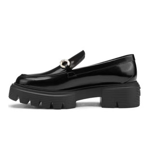 sw流苏乐福鞋女2025春秋新款真皮粗跟厚底英伦风马衔扣一脚蹬女鞋