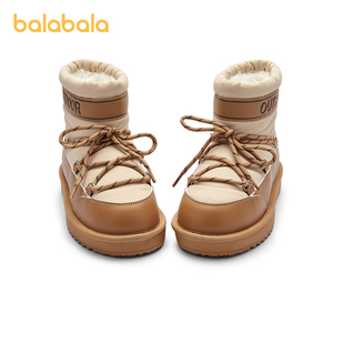 巴拉巴拉童鞋雪地靴男童女童加绒加厚儿童棉靴冬潮流靴子户外舒适