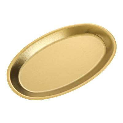 韩式不锈钢鱼盘椭圆形盘子蒸鱼盘金色创意旦形盘烧烤盘菜盘子托盘