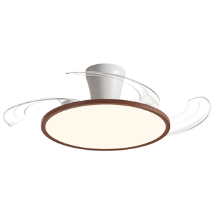 超薄隐形风扇灯2025新款餐厅吊扇灯复古胡桃木纹中古风静音吸顶