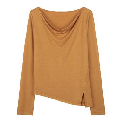 solighter莫代尔荡领长袖针织T恤