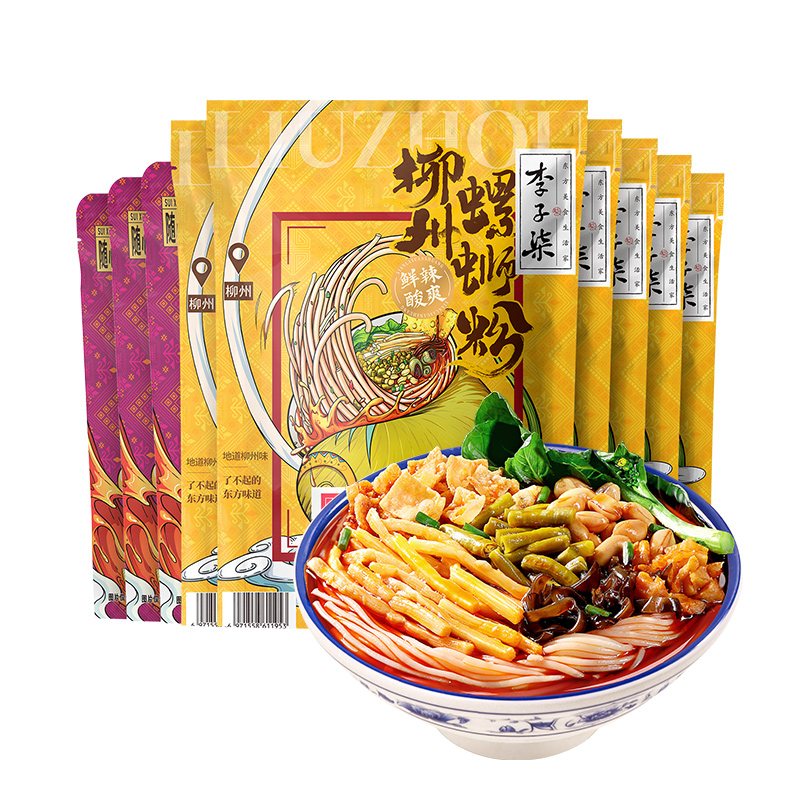 李子柒螺蛳粉广西柳州螺狮粉6袋330g爆椒280g3袋米线米粉速食小吃