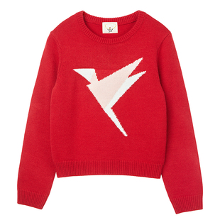 【小鹤鹤】新年红圆领毛衣针织秋冬男女童装衣服上衣百搭服装软糯