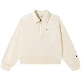 Champion冠军插肩袖卫衣女春秋款Polo领休闲半拉链休闲上衣翻领潮