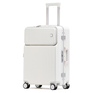御旅新款前置开口行李箱万向轮20多功能铝框拉杆箱女男24寸旅行箱