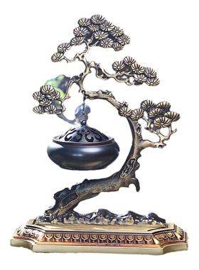 迎客松香炉家用室内茶道纯铜香炉