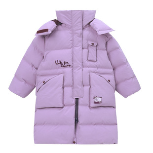 【自发热太空绒】女童媲美羽绒服长款过膝外套冬款儿童棉服童装女