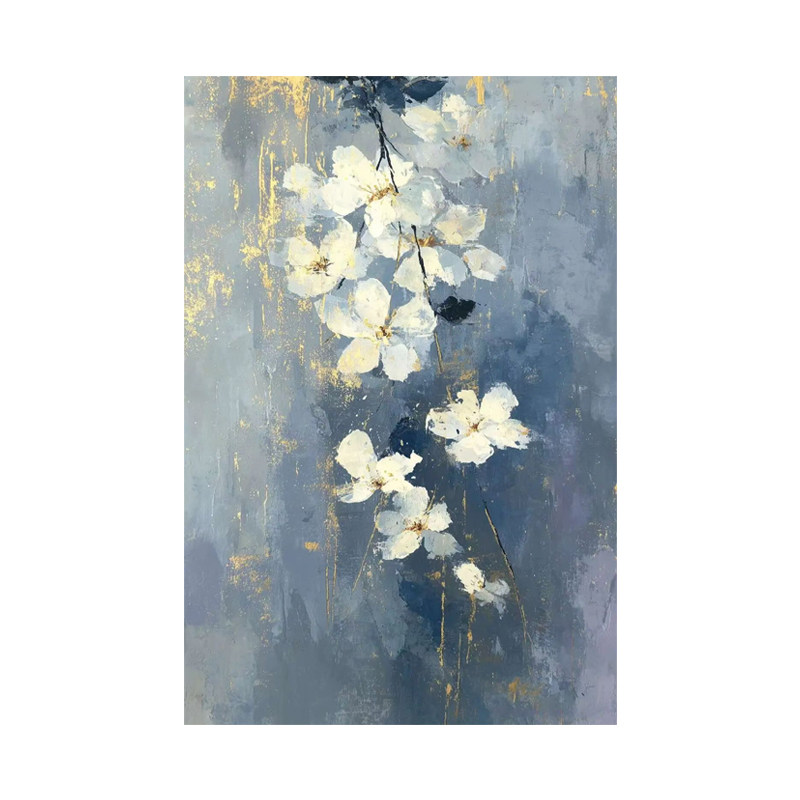 可班手绘油画素花鎏影玄关装饰画